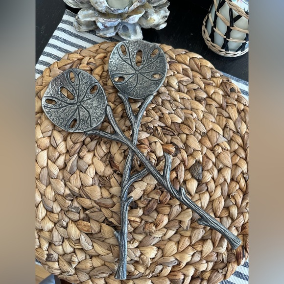 Pottery Barn Sand Dollar Servers Set of 2, Cast Aluminum Metal Sea Beach - Picture 2 of 7